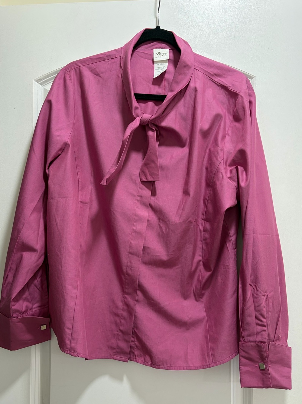 VTG Norm Thompson Orchid Pink Tie Neck Bow Long Sleeve Blouse - Size 18